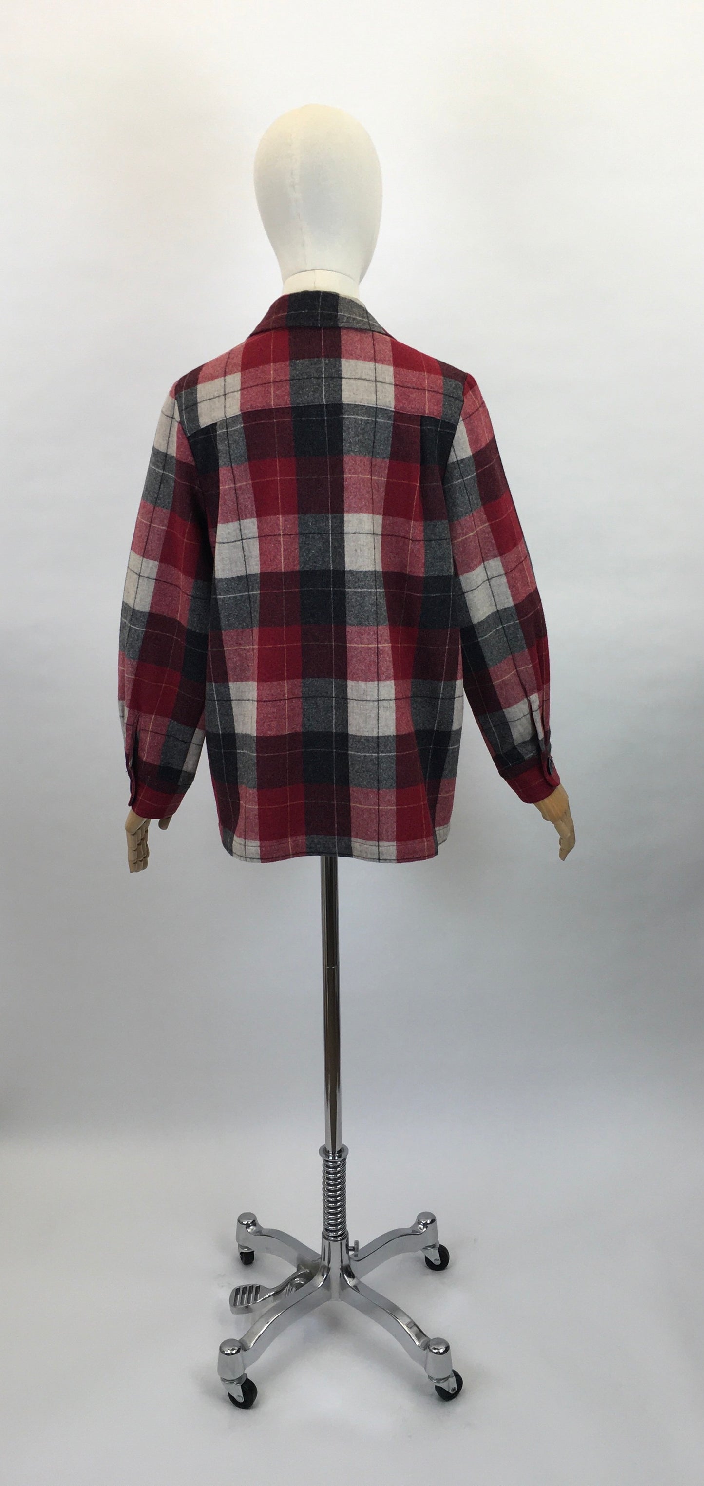 Original 1960’s Pendleton Check Jacket - In Lovely Warm Reds, Black’s and Ivories