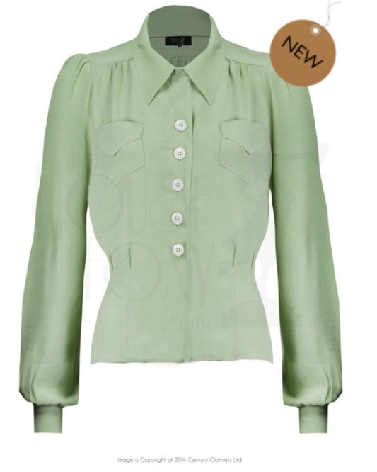 House of Foxy 1940’s Sweetheart Blouse in Pistachio