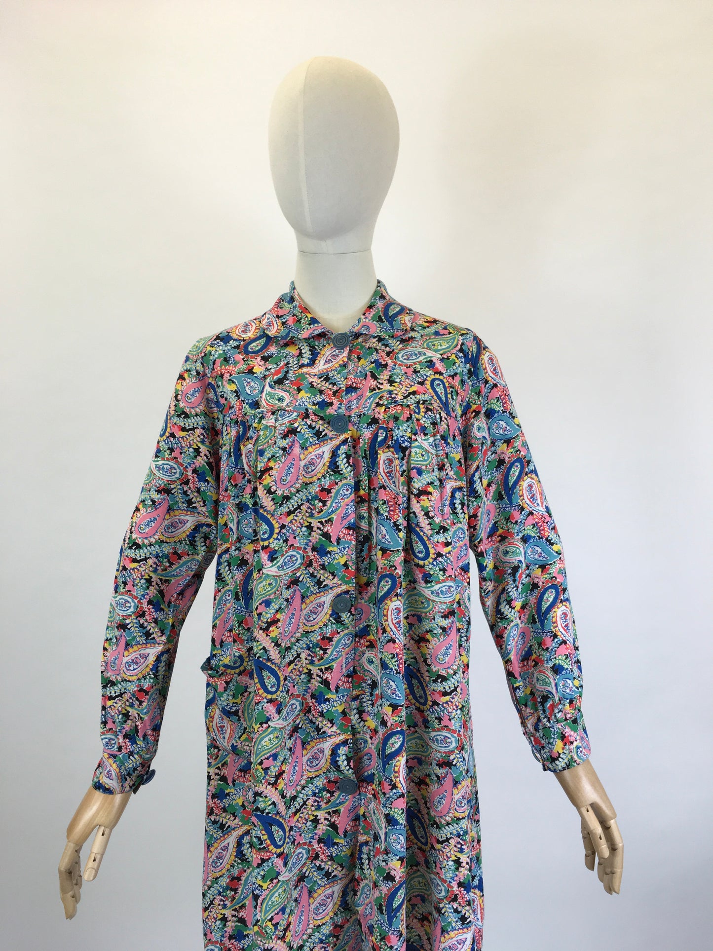 Original 1940’s CC41 Stunning Cotton Smock - In the Most Vibrant Floral & Paisley Print