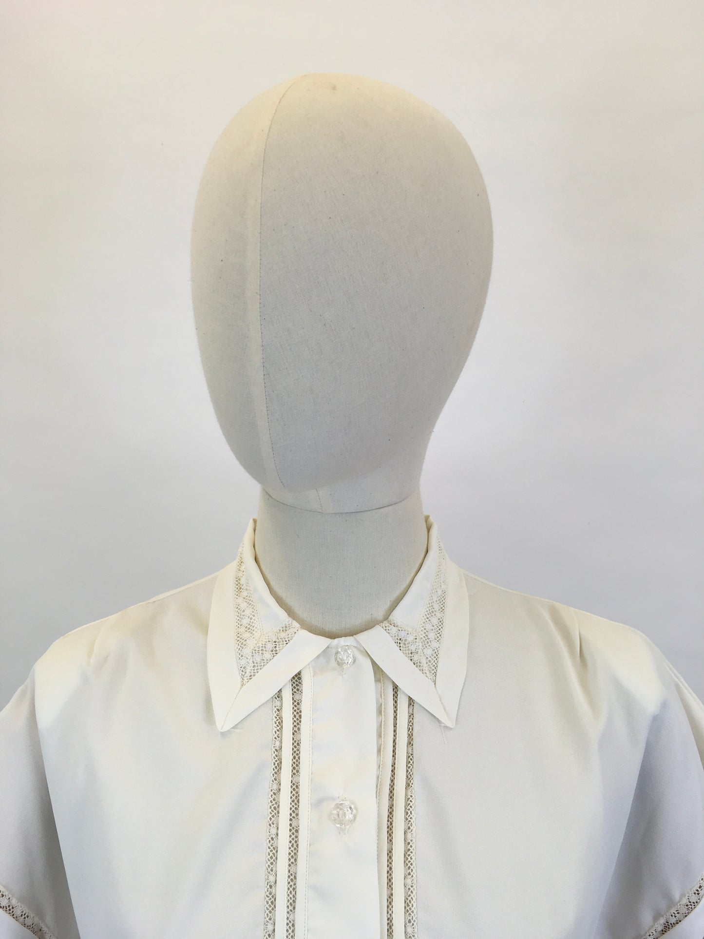 Original 1950’s ‘ Weber’ Blouse in Crisp White - Featuring Lace and Pintuck Detailing to the Bodice