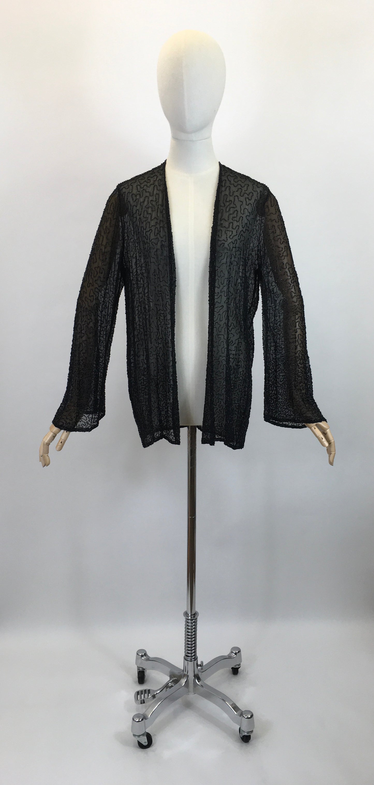Original 1920's Sensational Evening Jacket - Embellished in Black Bugle Beadwork