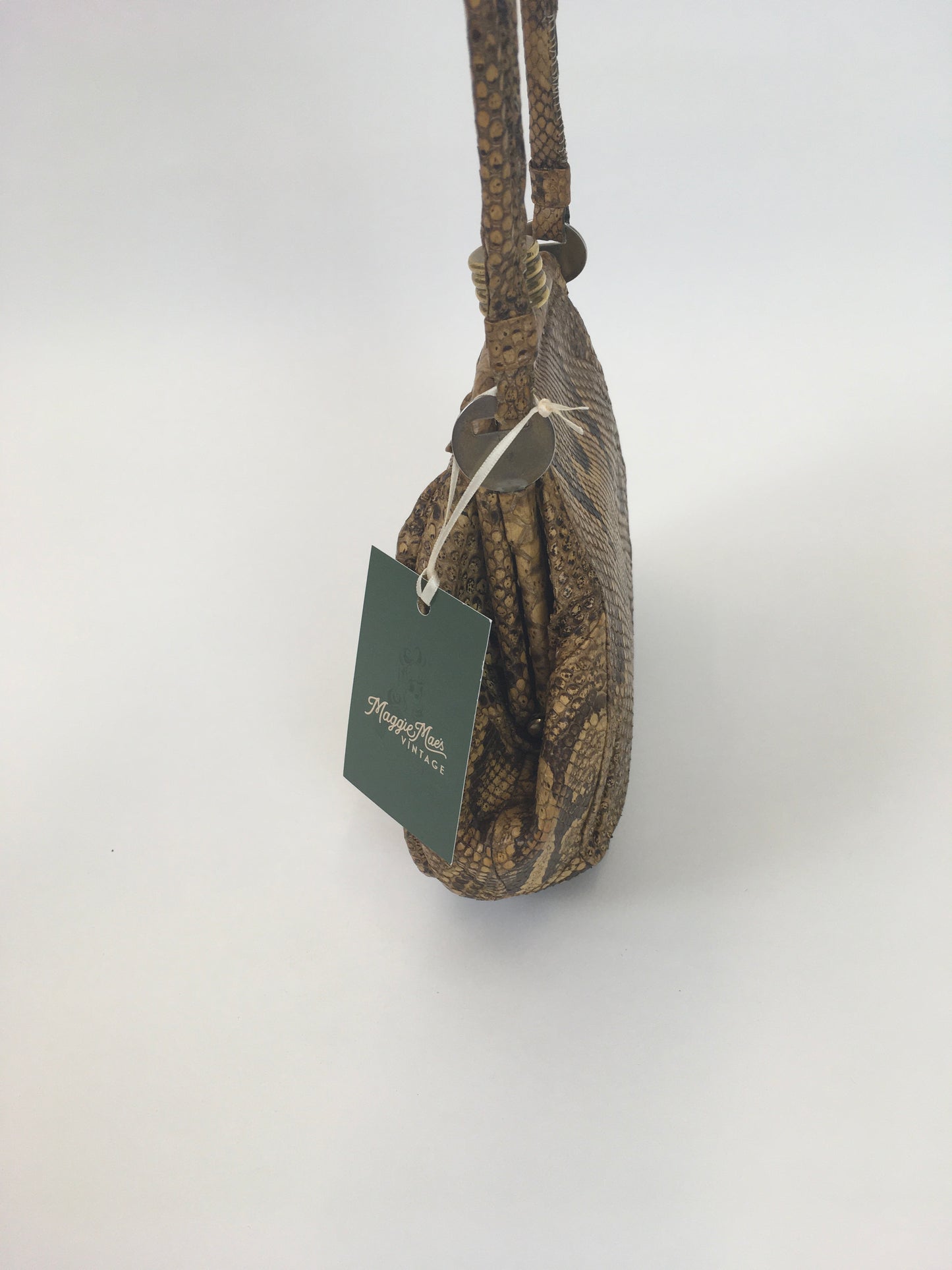 Original 1930s Python Skin Handbag - In a Fabulous Shape with Knotted Handle Detailing