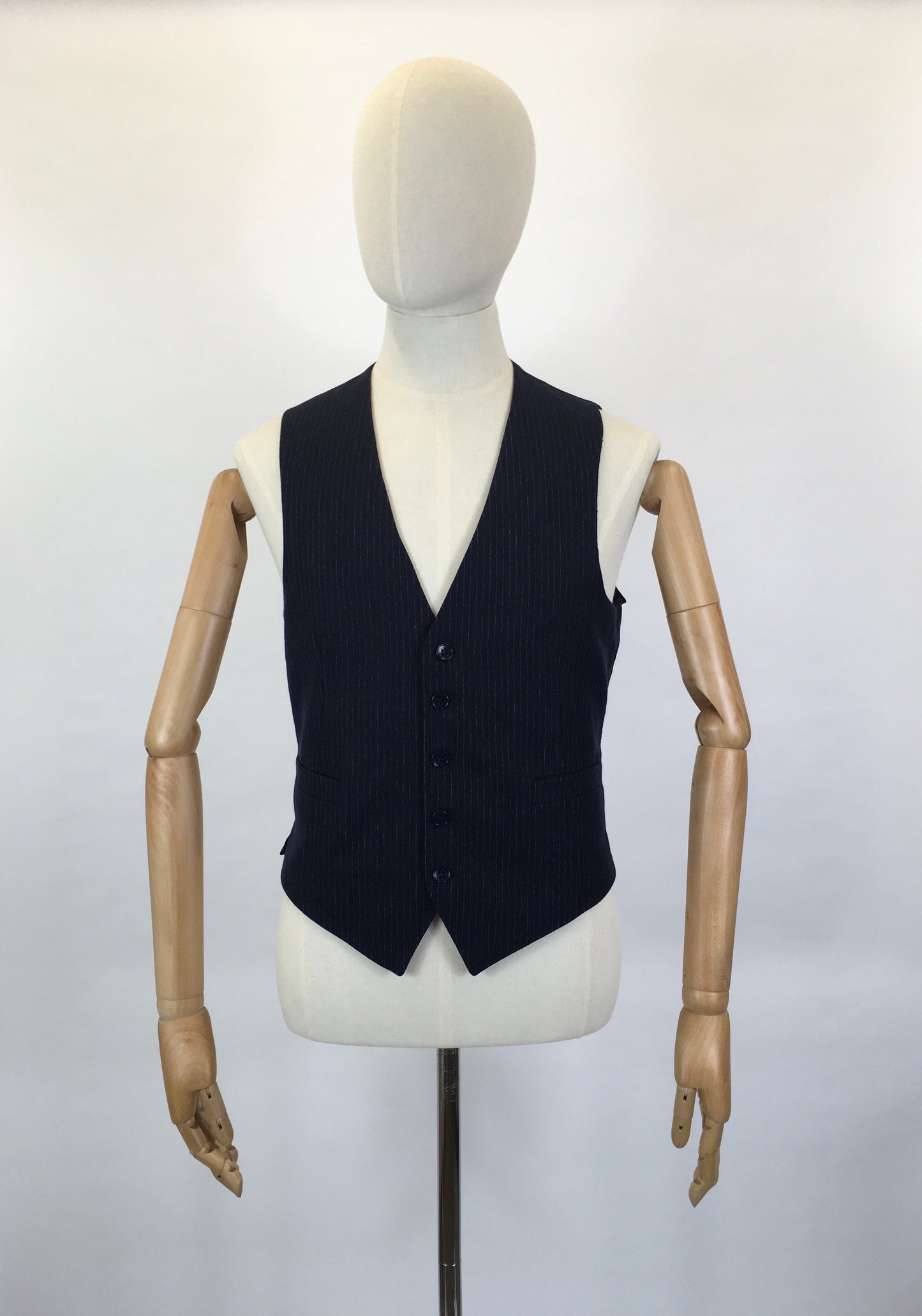 RESERVED DO NOT BUY - Original Gents Pinstripe Wool Waistcoat - With Button Front, Pockets & Backstrap Fastening