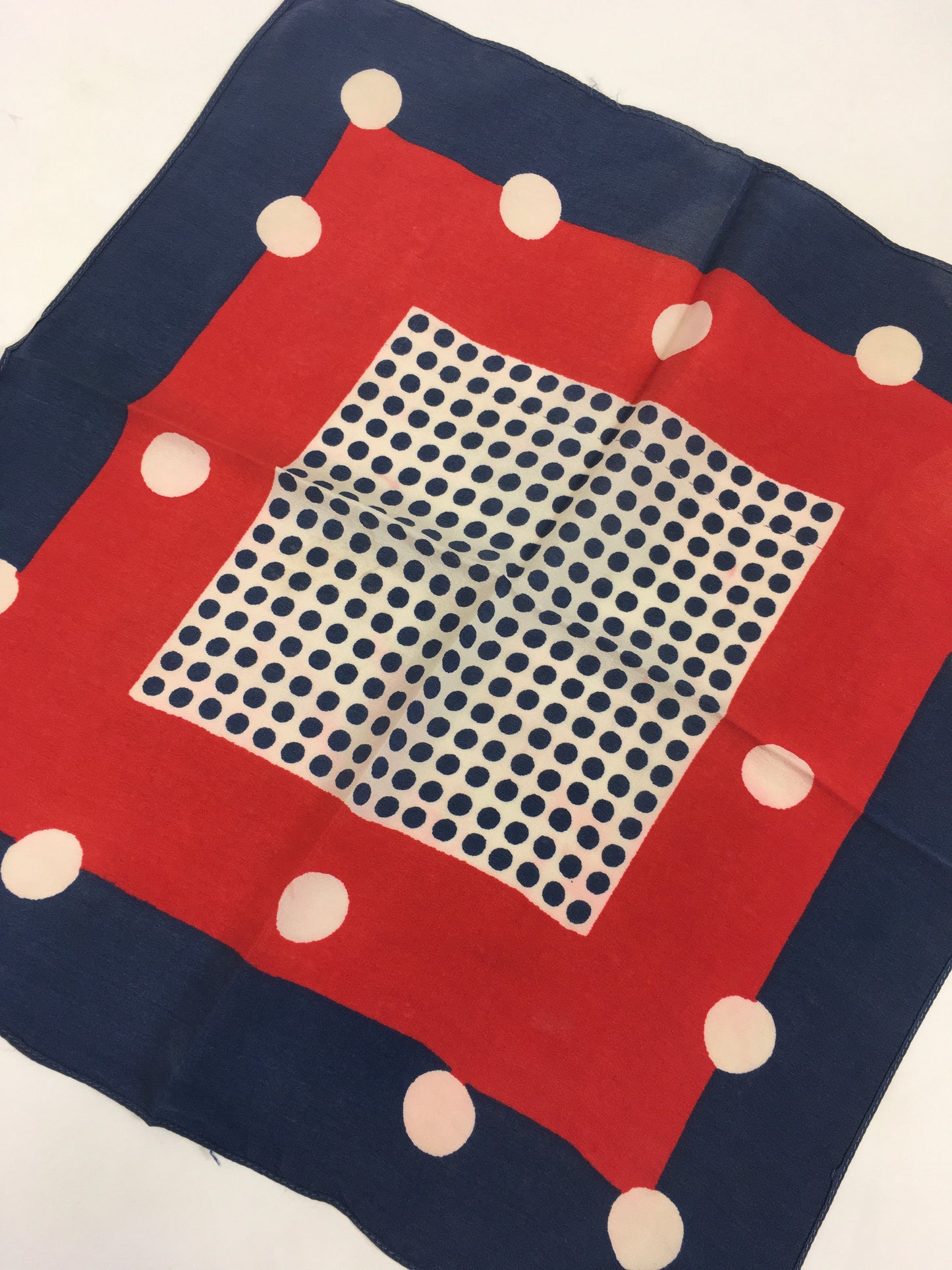 Original 1940's Fabulous Rayon Hankie - In Red, White and Blue