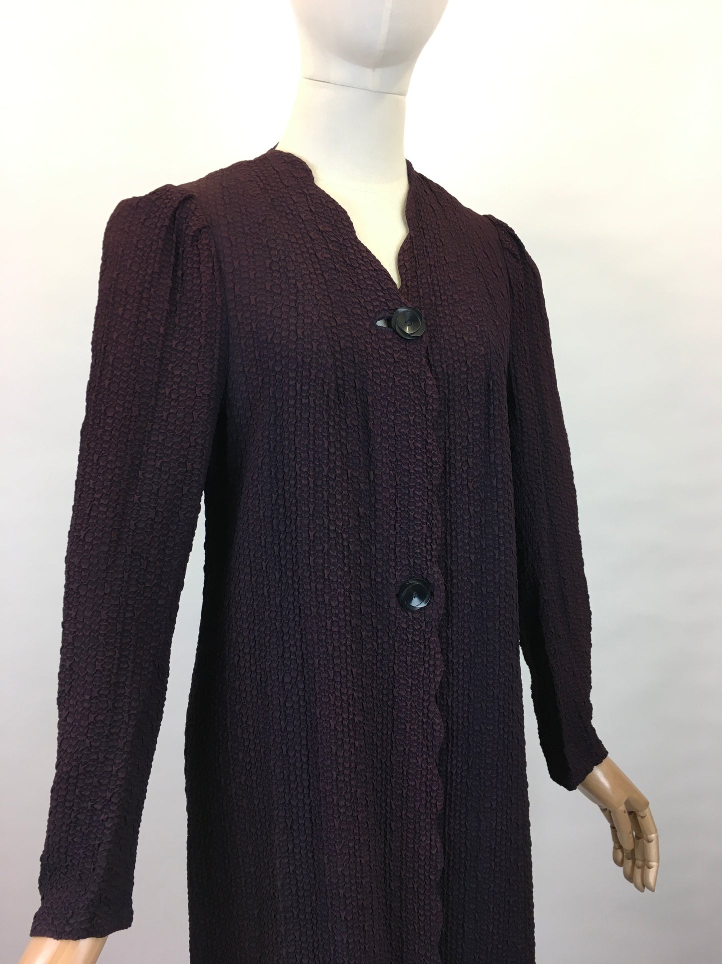 Original 1930s Summer Overcoat - In a Fabulous Textured Waffle Crepe in Faded Navy