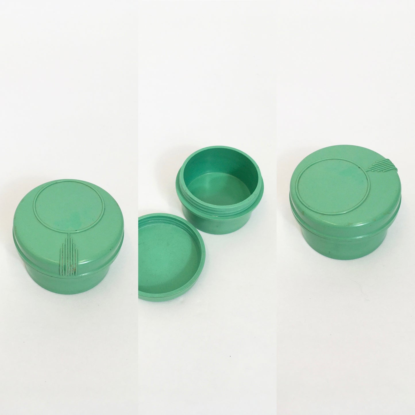 Original 1930's Darling Early Plastic Trinket Pot - In Deco Green
