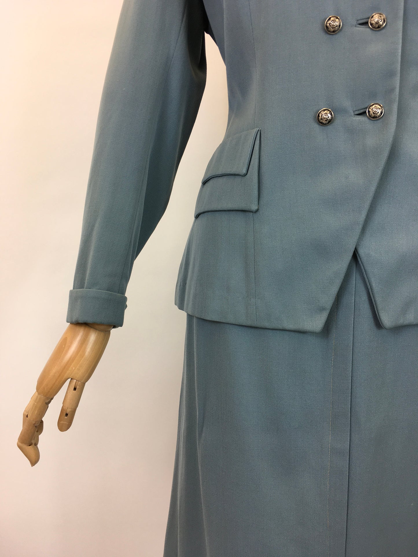 Original 1940's Stunning Double Breasted 2pc Suit - In A Powder Blue