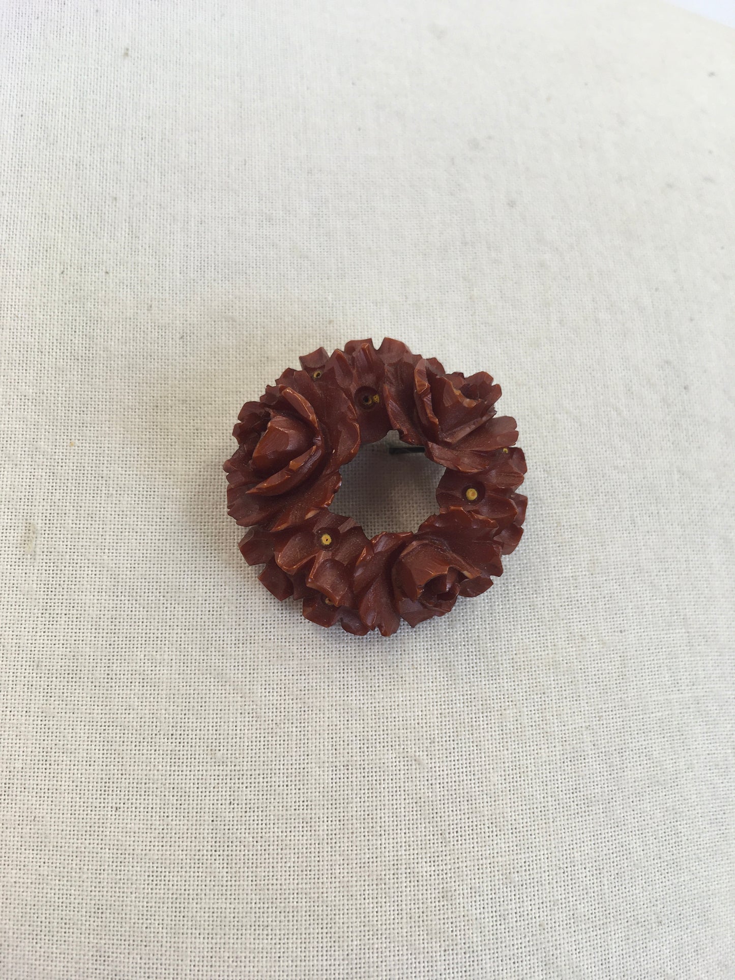 Original 1930's Darling Celluloid Floral Brooch - In A Warming Brown