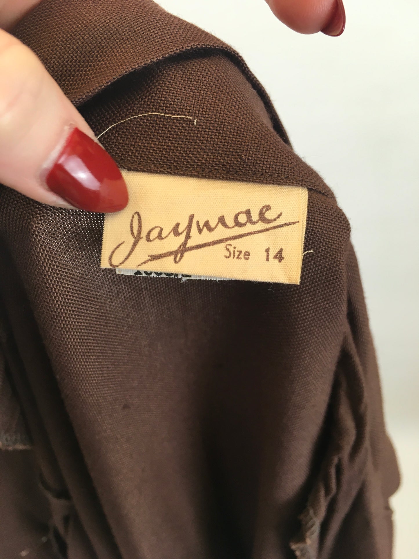 Original 1940’s DEADSTOCK CC41 Cotton Linen Dress in Chocolate Brown - With Original Shop Labels