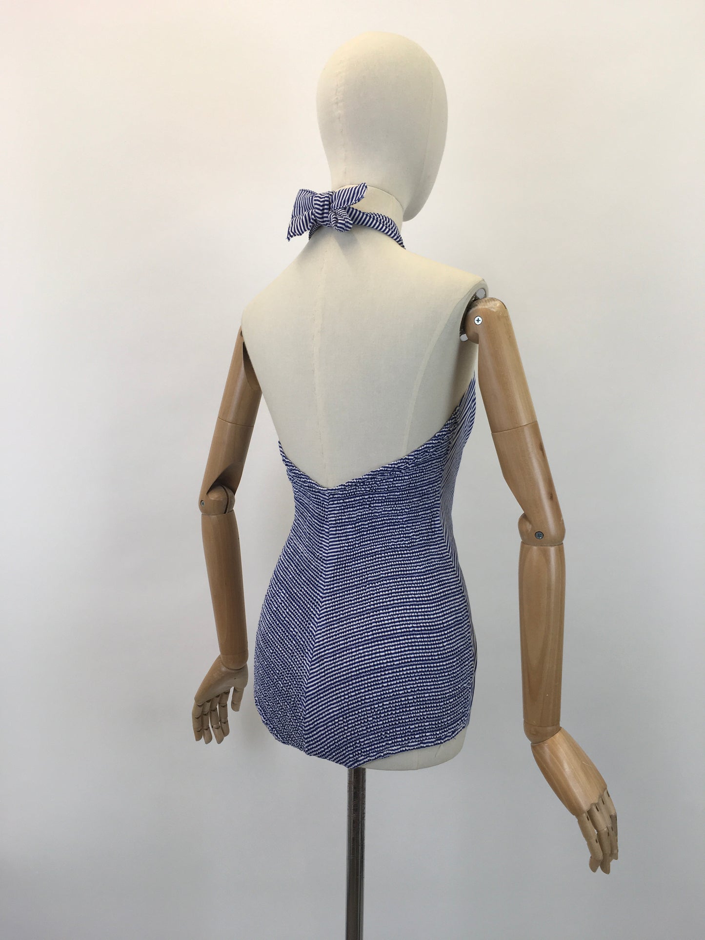 Original Beautiful 1950's Bathing Suit - In Blue & White Stripe