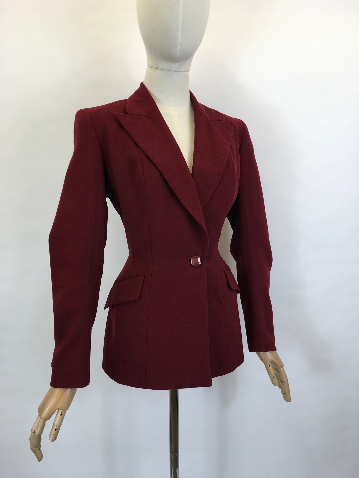 Original 1940’s Beautiful Longline Fitted Jacket - In A Rich Wine Colouring