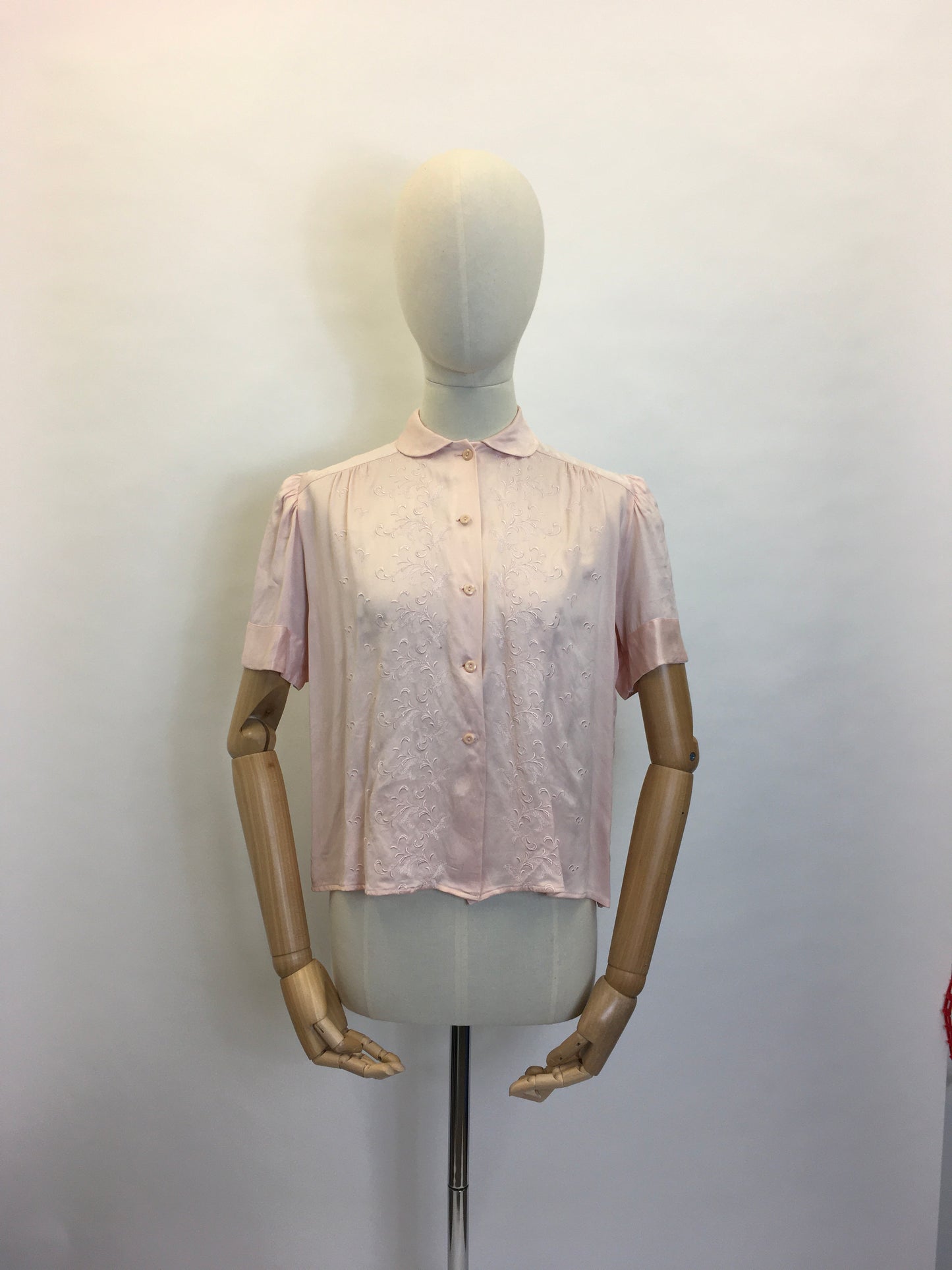 Original 1940’s Cc41 Utility Blouse - Made From A Beautiful Powdery Pink Silk