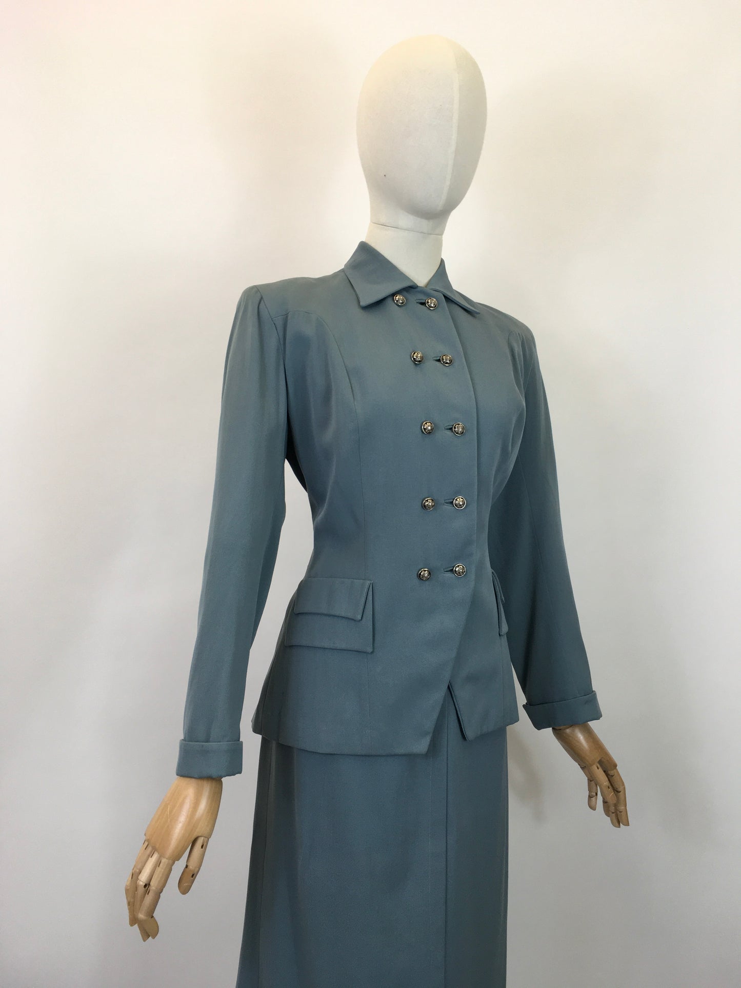 Original 1940's Stunning Double Breasted 2pc Suit - In A Powder Blue