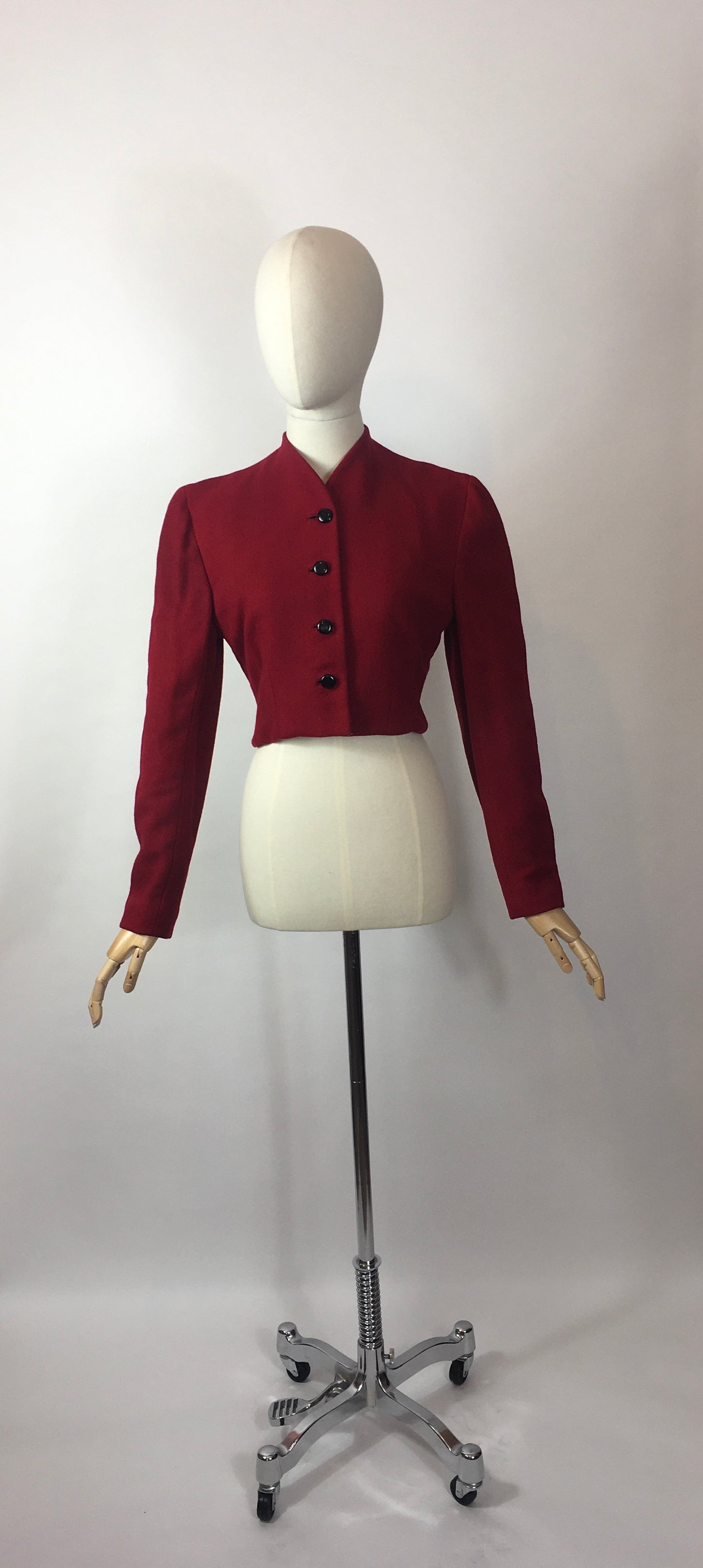 Original 1940’s American Cropped Jacket - In A Lovely Deep Wine Red Wool