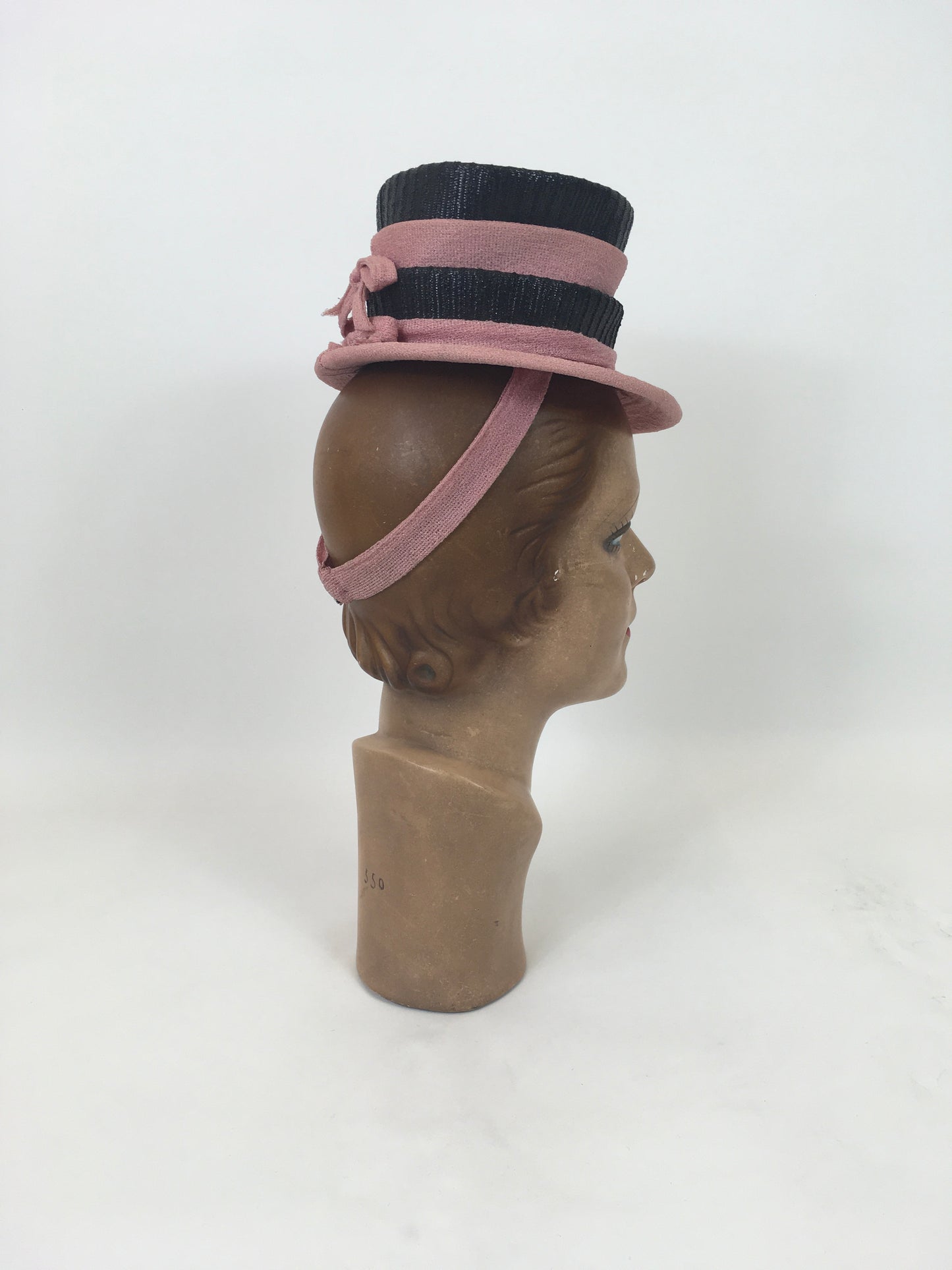Original 1940's SENSATIONAL American Toy Topper Tilt Hat - In Black with Powered Rose