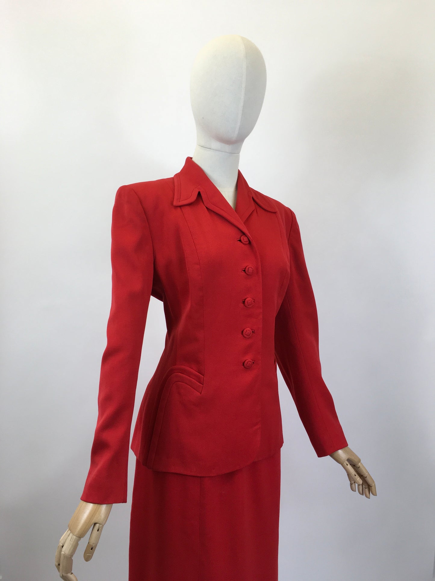 Original 1940's As Is Sublime 2 pc Suit - In Tomato Red