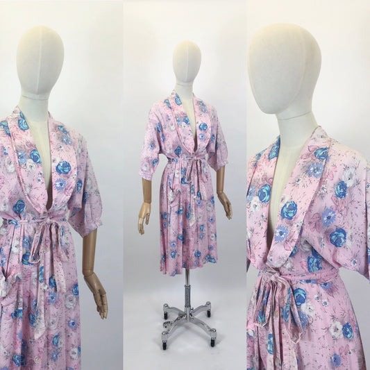 Original 1950’s Floral Cotton Dressing Gown - As is Condition