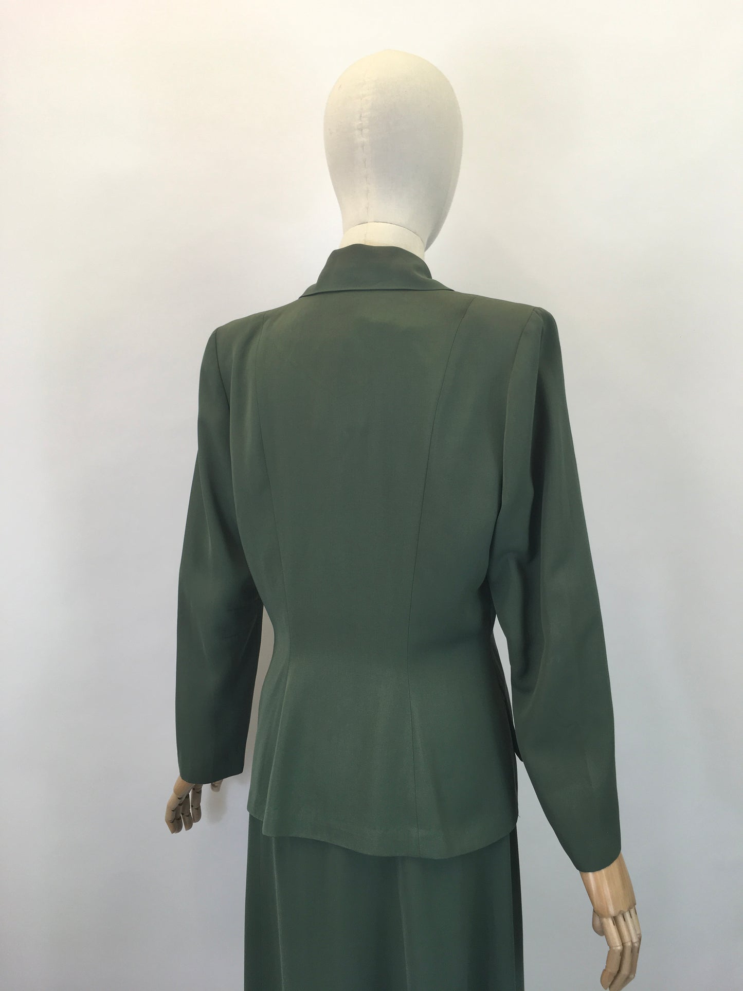 Original 1940's Fabulous 2pc Gabardine Suit - In A Soft Sage Green