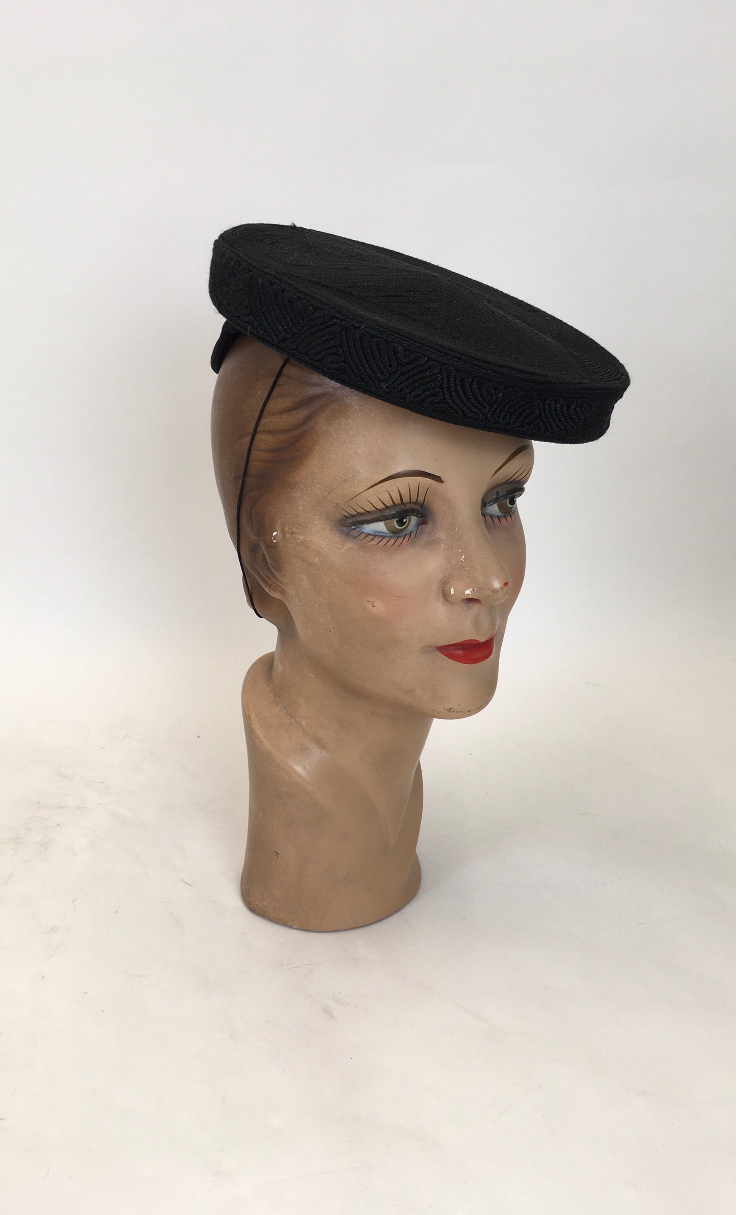 Original Sublime 1940's American Corde Tilt Hat - In Inky Black