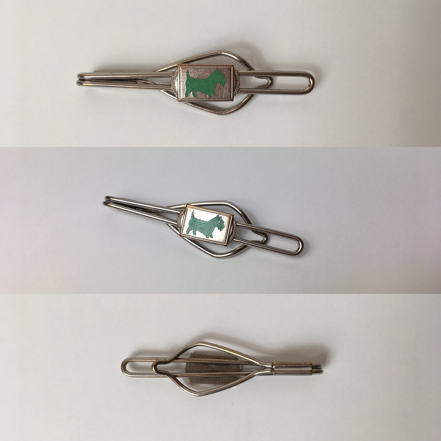 Original Gents Tie Pin - With a lovely Deco Green Scottie Dog Motif