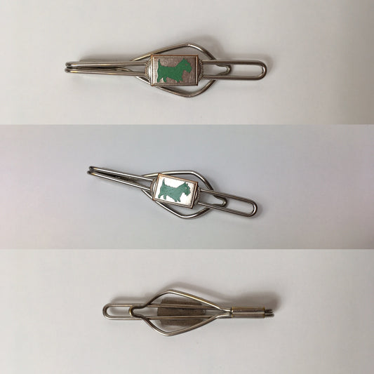 Original Gents Tie Pin - With a lovely Deco Green Scottie Dog Motif