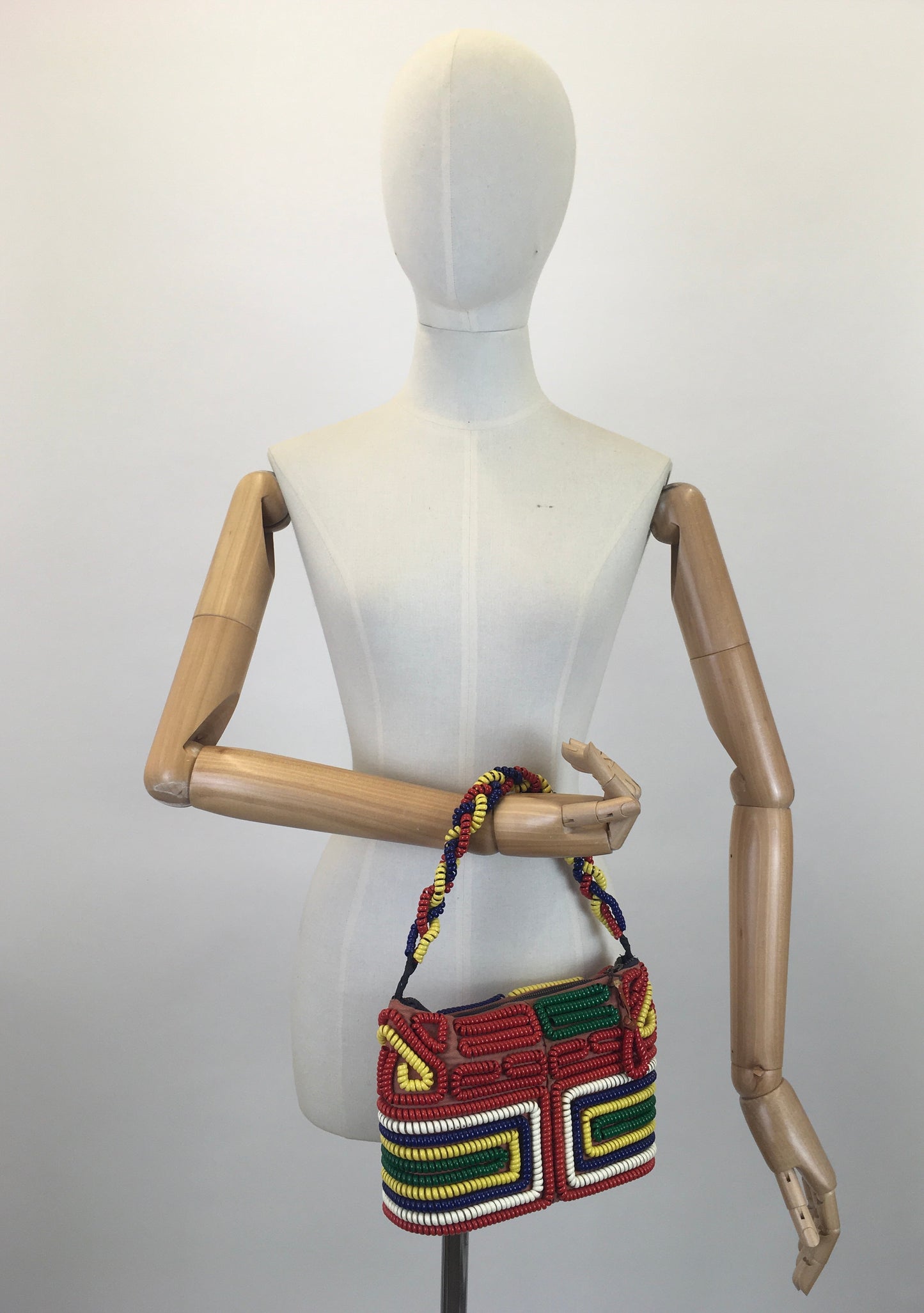 Original 1940's Sensational Telephone Cord Handbag - With Twisted Handle in Multicolour Brights