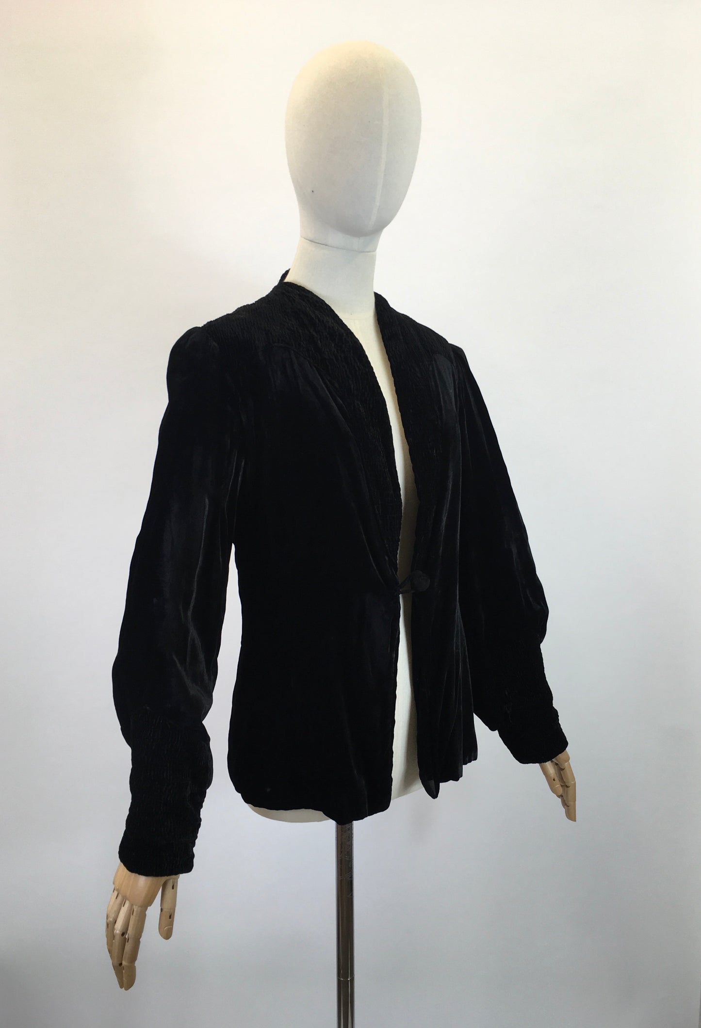 Original 1920's / 1930's Exquisite Evening Jacket - In Black Silk Velvet With Stunning Details