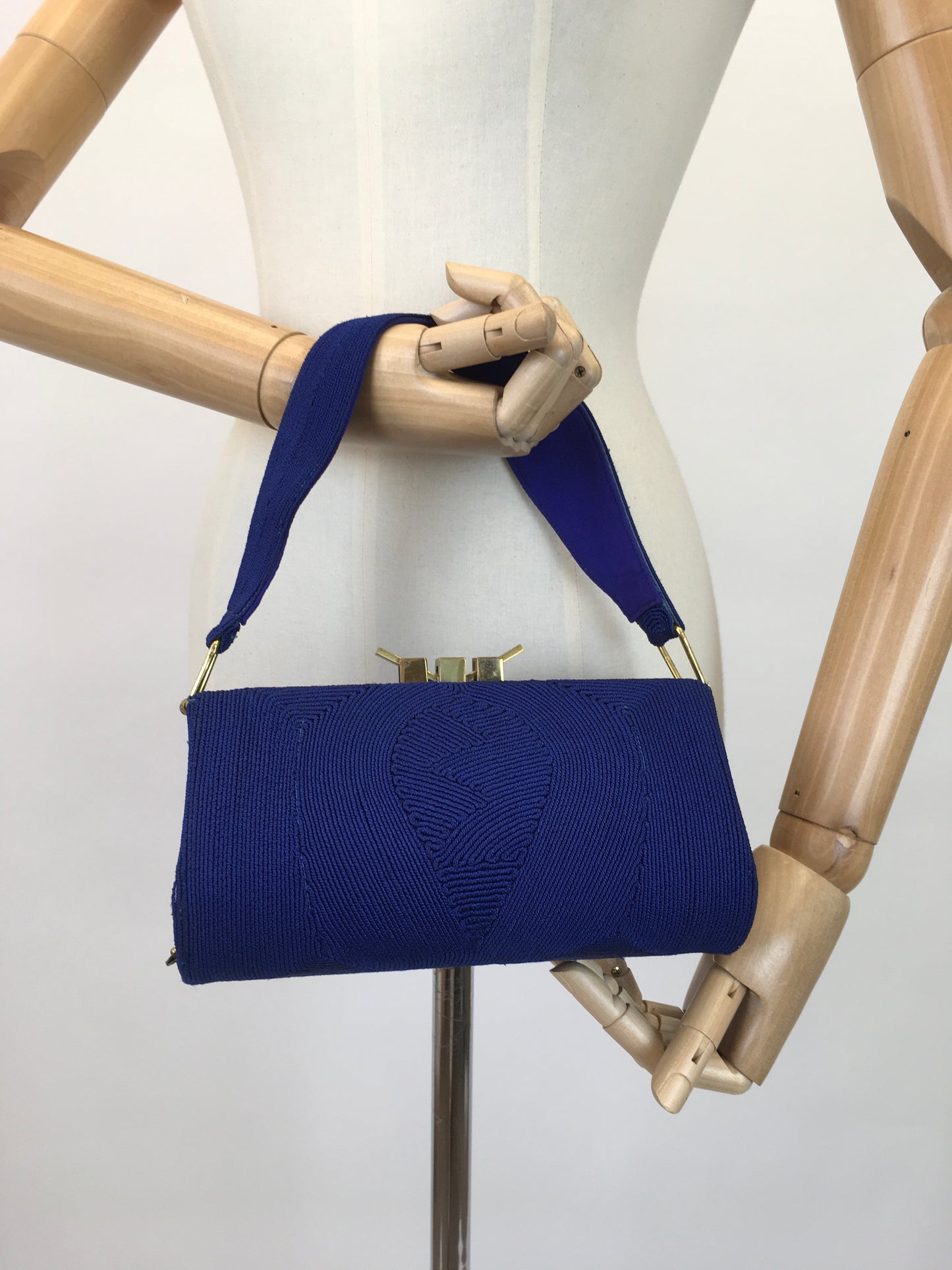 Original 1940's Exquisite Corde Handbag - In A Beautiful Vibrant Rich Blue