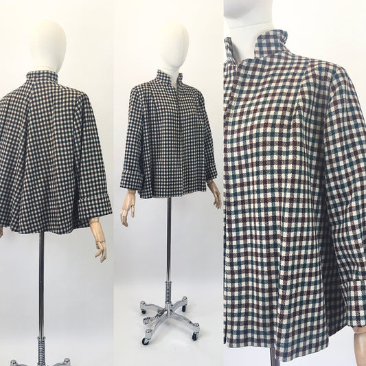 Original 1940's Fabulous Wool Swing Jacket - In Warming Brown and Forest Green