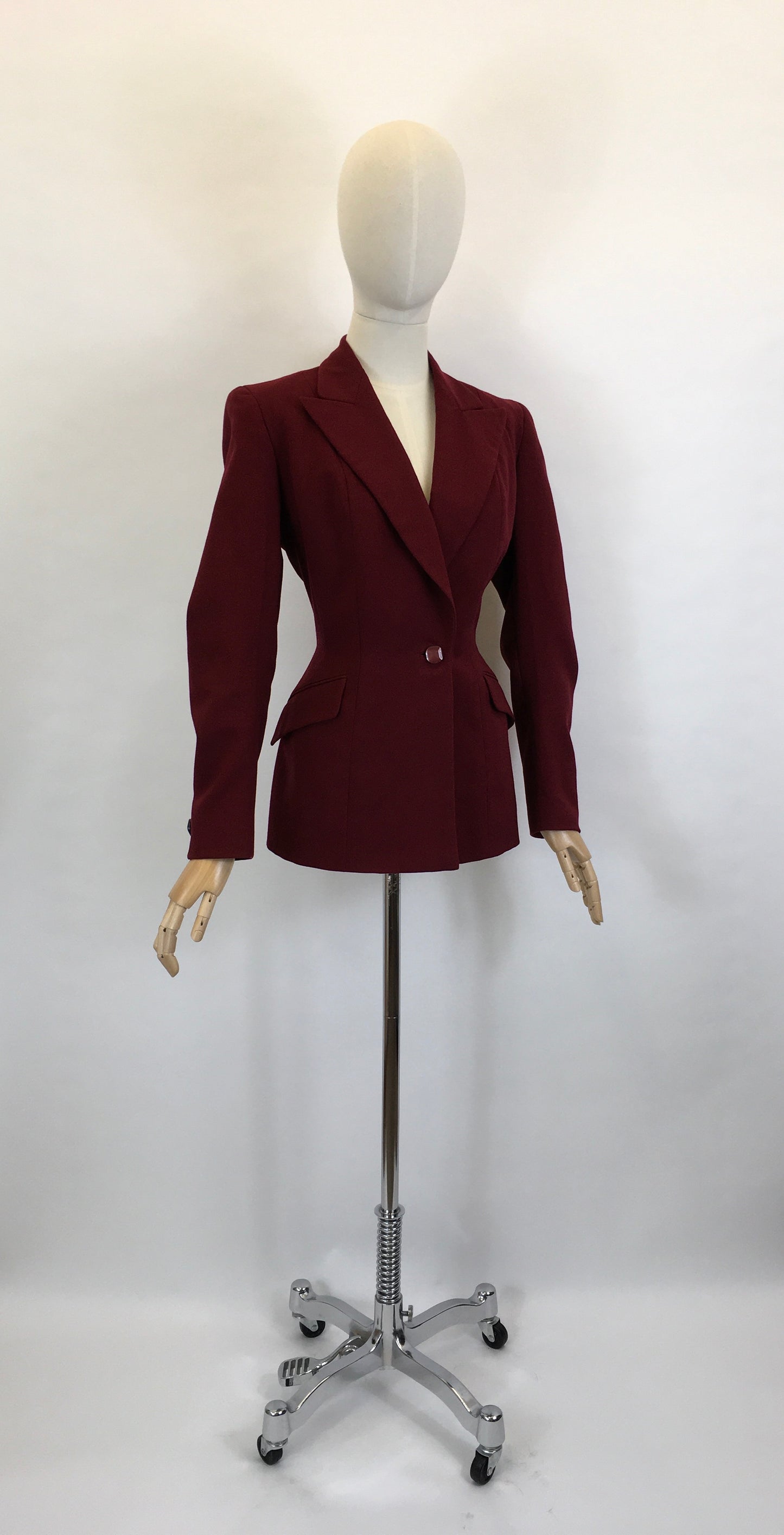 Original 1940’s Beautiful Longline Fitted Jacket - In A Rich Wine Colouring