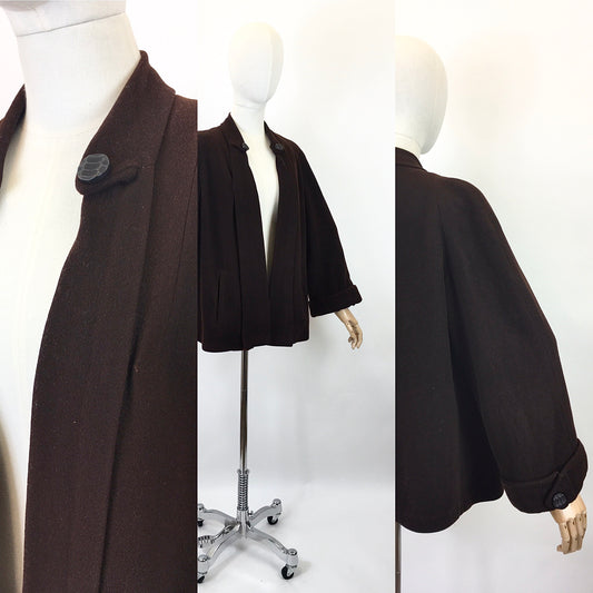 Original 1940’s Fabulous Swing Jacket - In A Warm Chocolate Brown