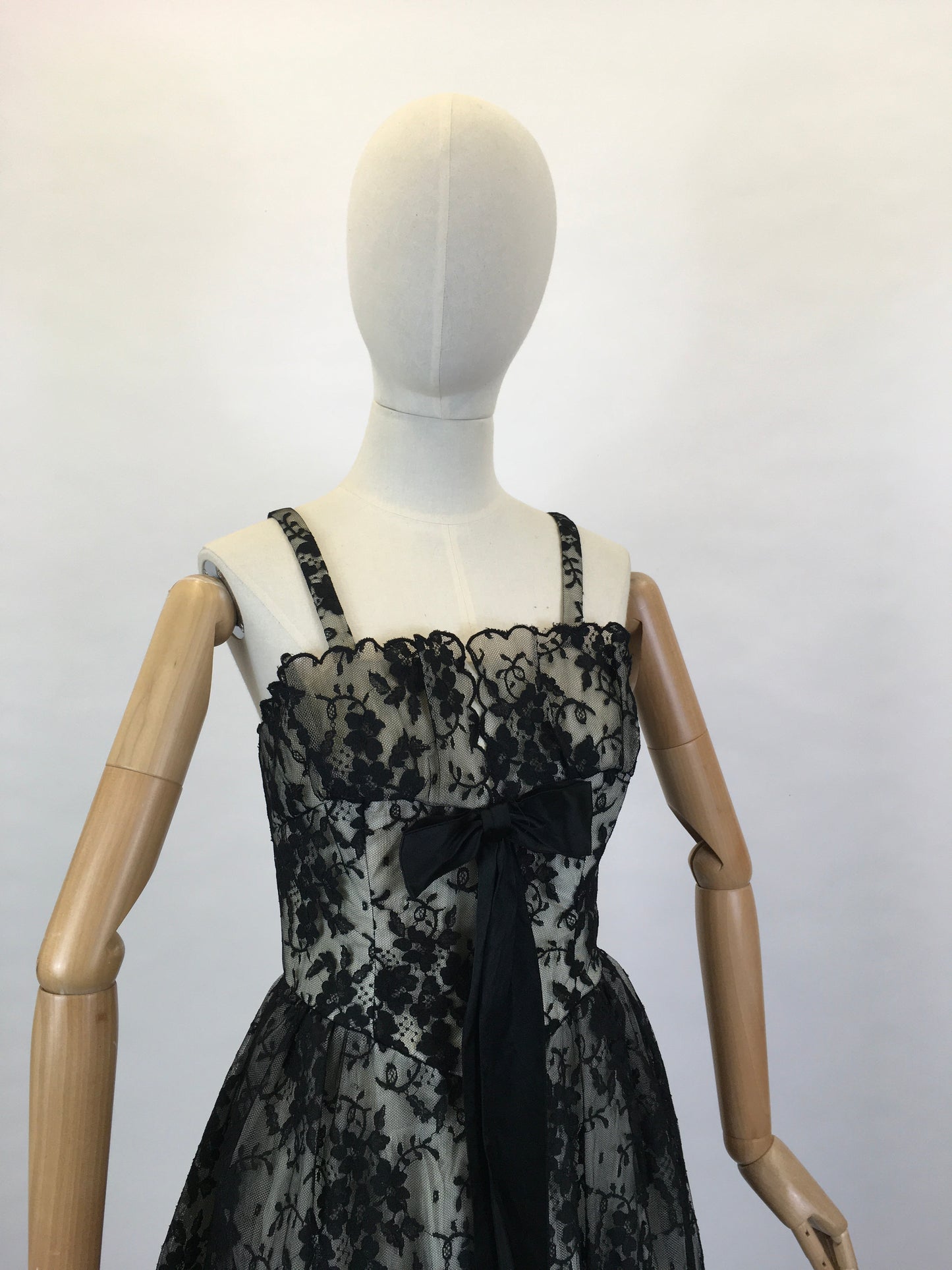 Original 1950’s Little Black Dress - With Lace Overlay and Stunning Details
