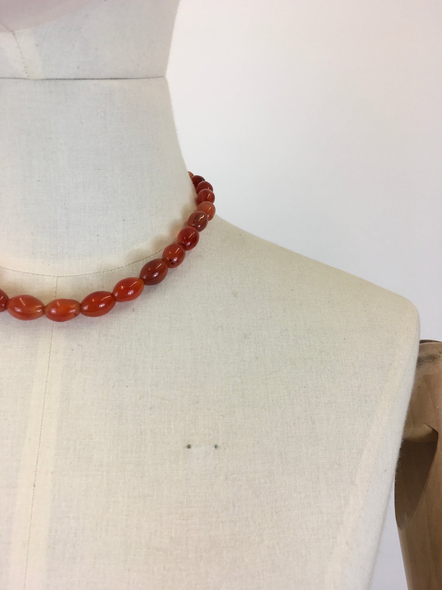 Original 1940's Darling Amber Graduated Beaded Necklace - With Screw Fastening to the Nape