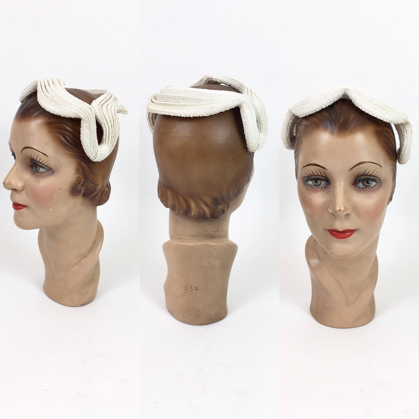 Original 1950’s Darling Ivory Headpiece - ‘ New Look’ Inspired with an Iconic Structure