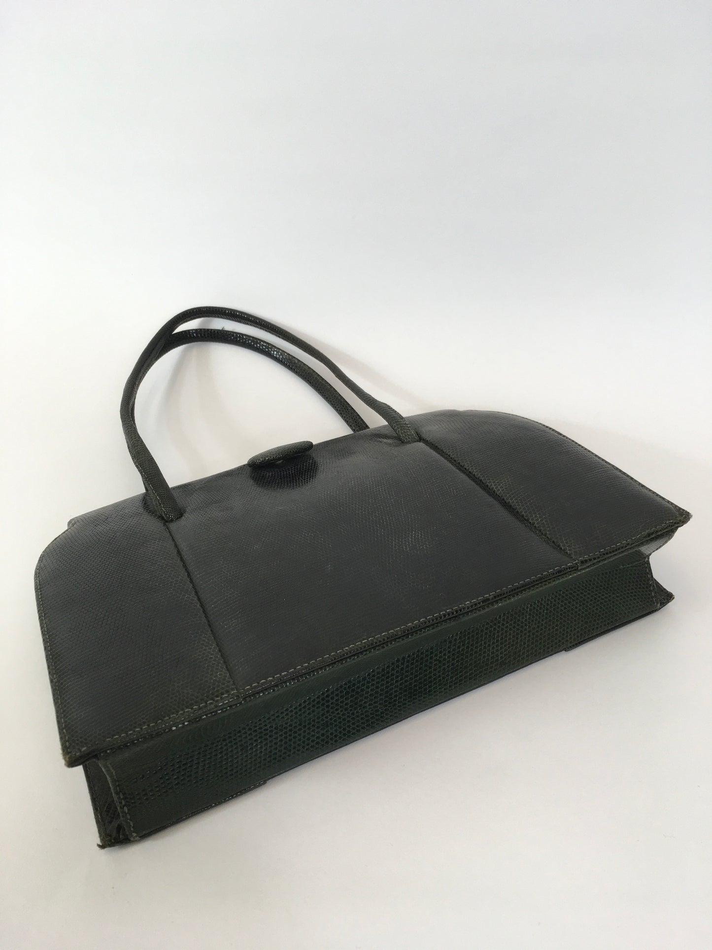Original Late 1940’s Dark Green Leather Handbag - By ‘ Finnigans Label of London ‘