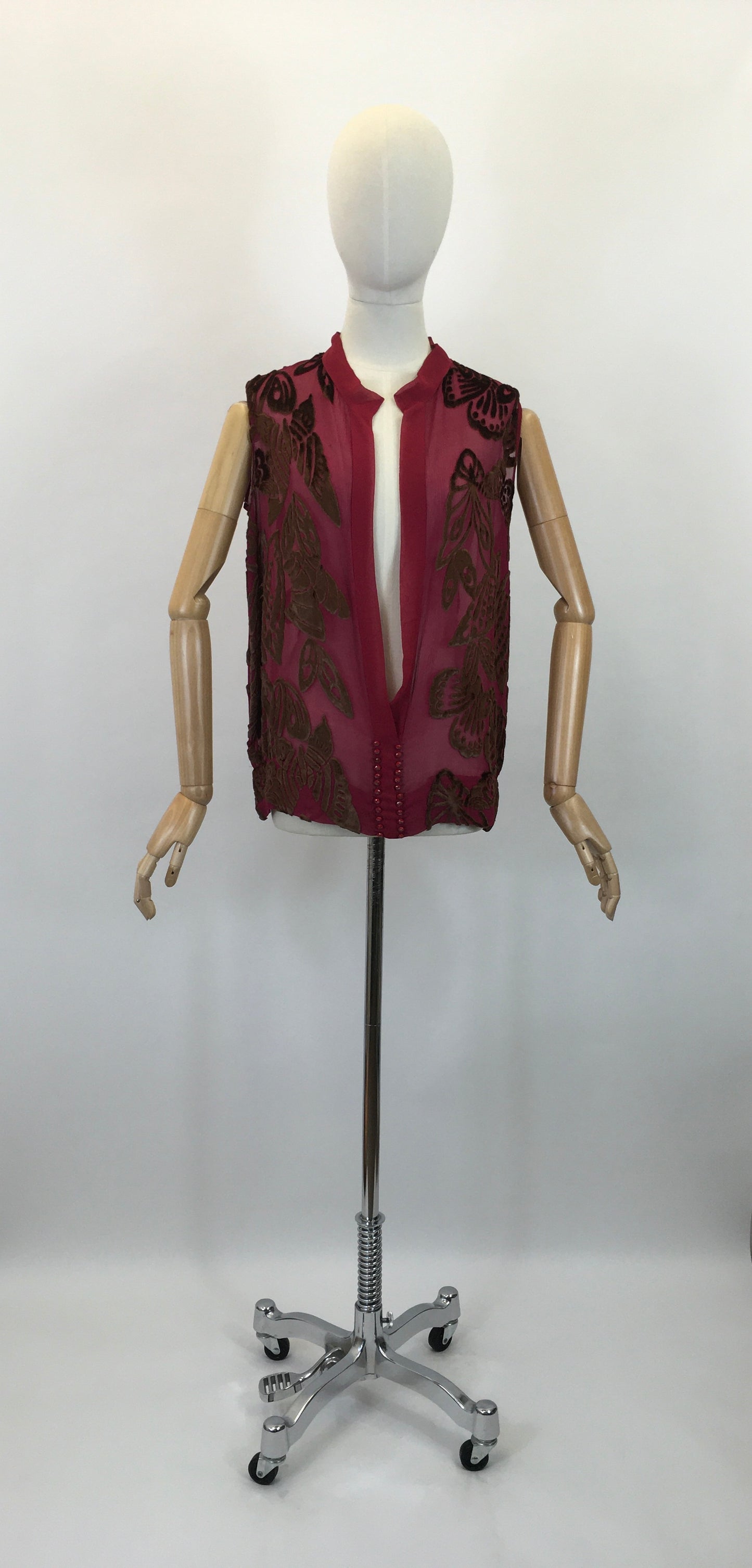 Original 1920's SENSATIONAL Tabard - In A Vibrant Raspberry and Gold Chiffon Devore