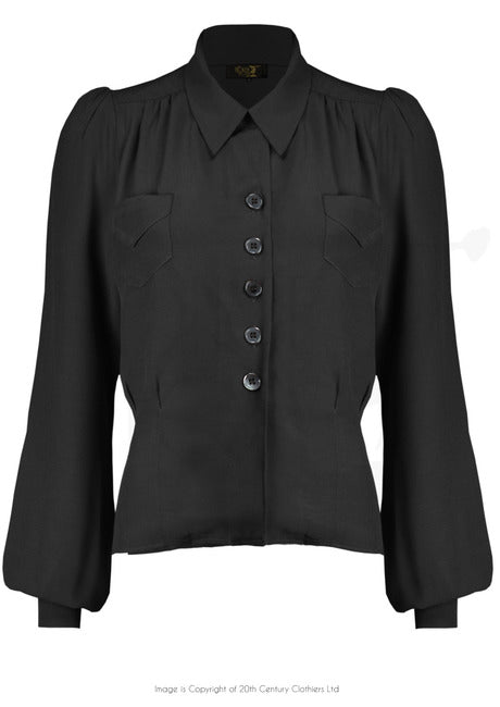 House of Foxy 1940’s Sweetheart Blouse in Black