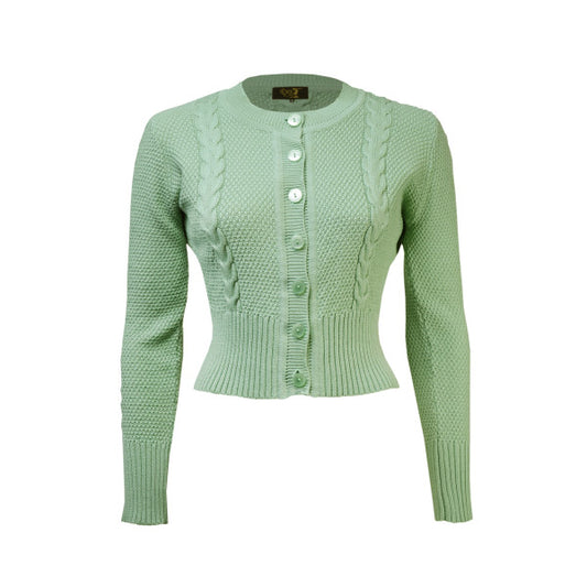 House Of Foxy Vintage Style Cardigan in Celadon Green
