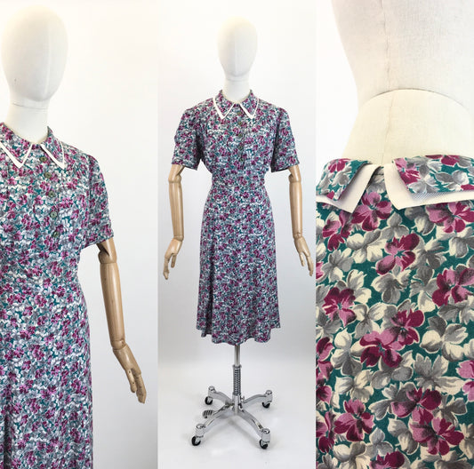 Original 1940's Stunning CC41 Floral Day Dress - ' From Maggie's Collection'