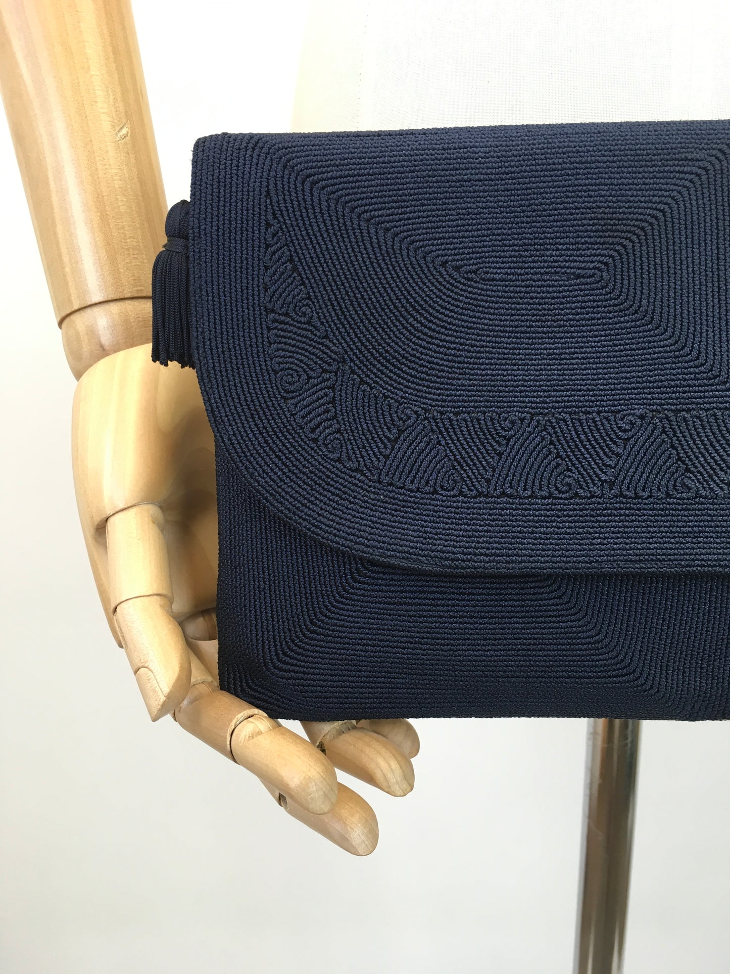 Original 1940's Sensational Navy Corde Clutch Bag - With Beautiful Details