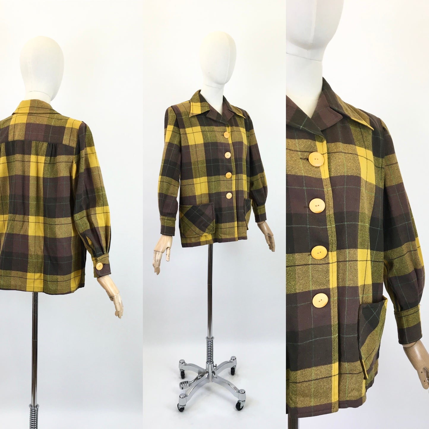 Original Fabulous 1940's Pendelton Jacket - In Warm Brown, Mustard and Bottle Green