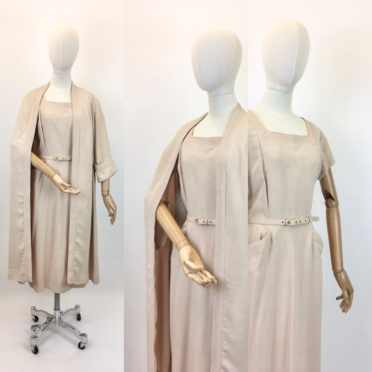 Original 1950’s Stunning ‘ Peggy Page’ Dress and Coat set - In Soft Sand Moygoshal Linen