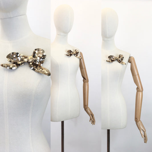 Original 1920's / 1930's Stunning Bow Adornment - In Shimmering Gold Sequins