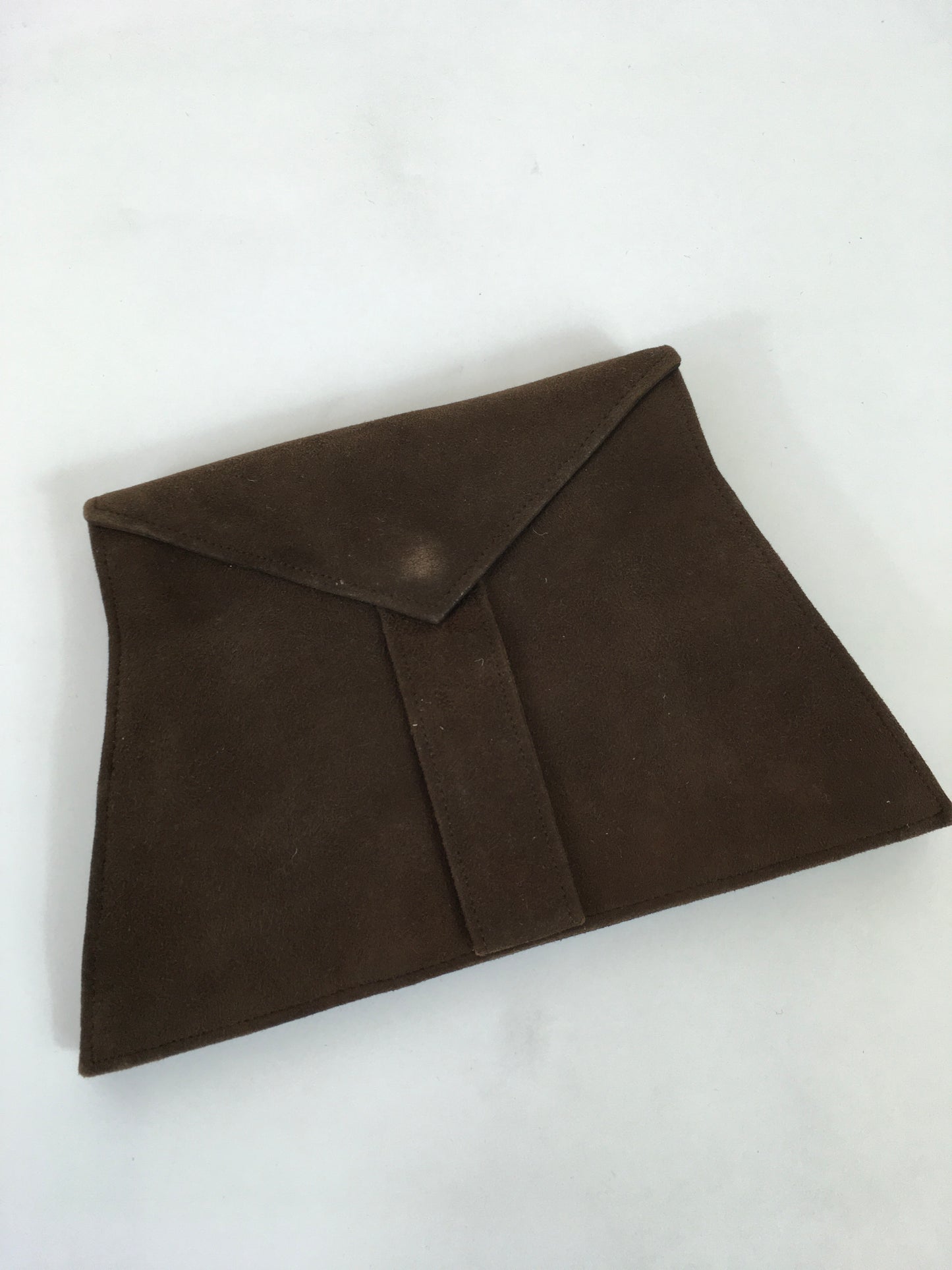 Original 1930's Exquisite Suede Evening Handbag - In Chocolate Brown Suede with Paste Embellishment