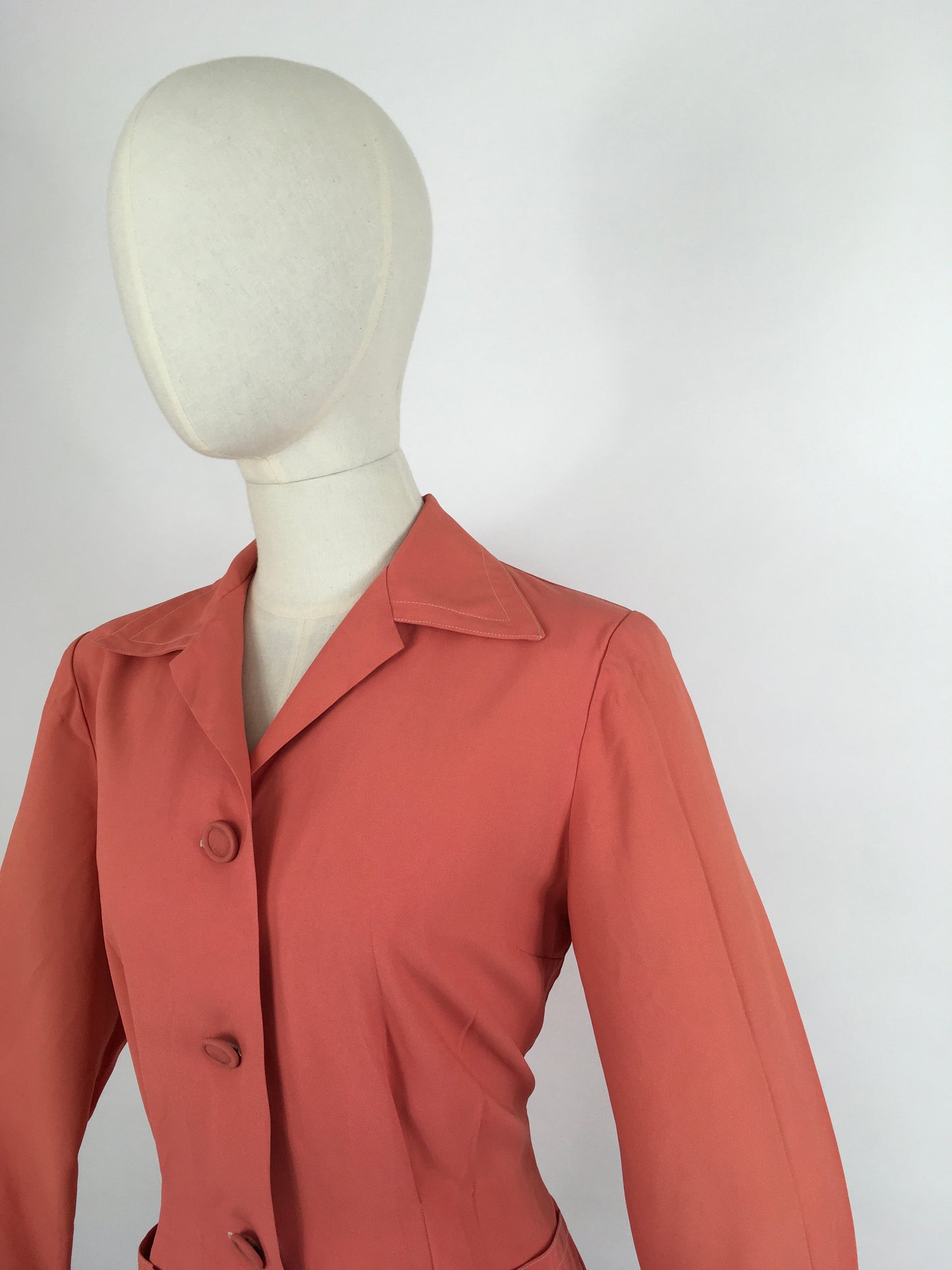 Original 1940s  Summer Jacket With Back Belt Detailing  - In A Fabulous Coral Colour ‘ A Bobby Ann Original’