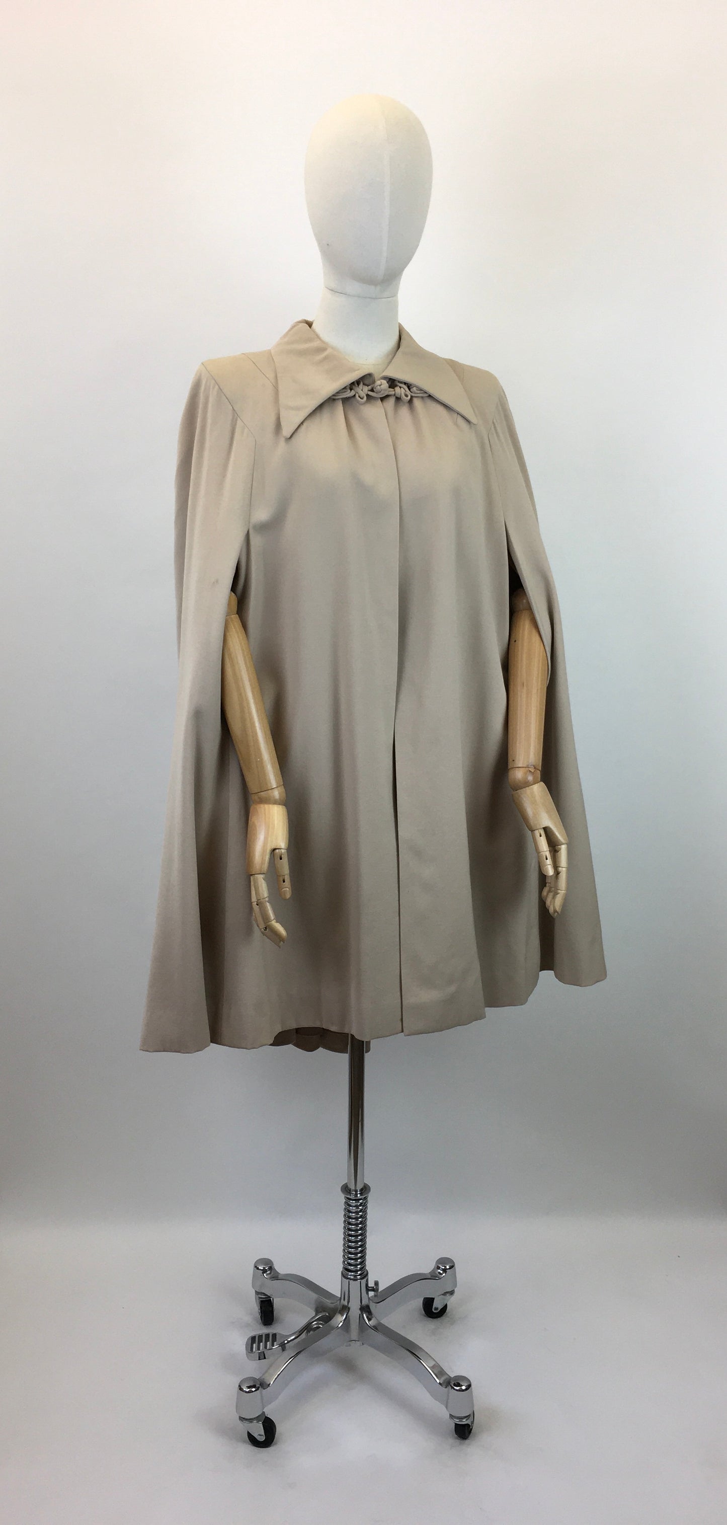 Original 1940's Sensational Gaberdine Cape - In A Soft Beige