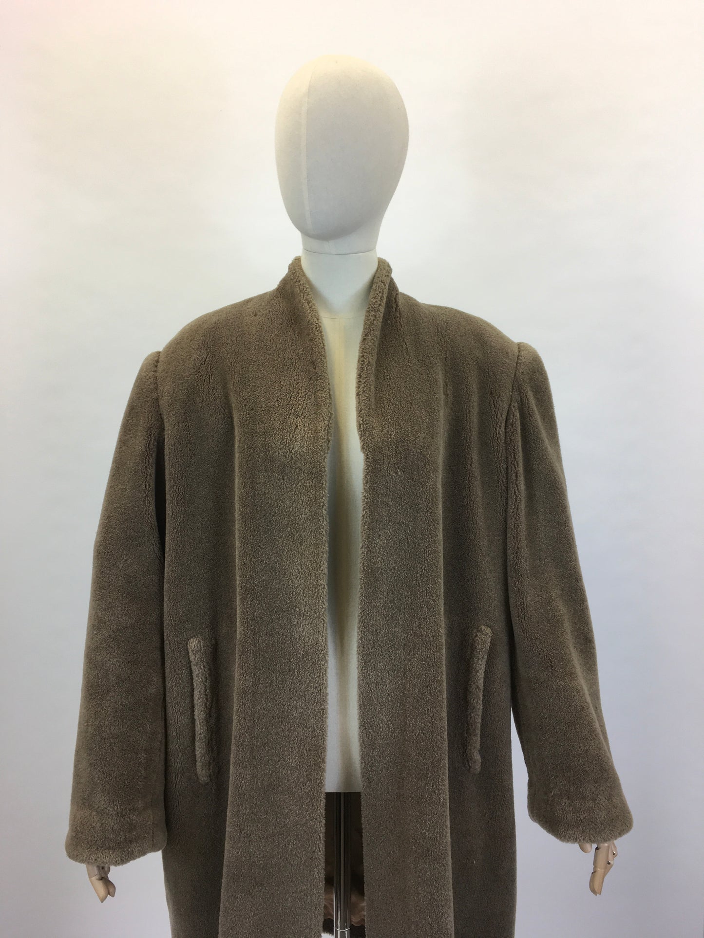 Original 1940’s Faux Fur Teddy Coat - With Classic 40’s Silhouette and Strong Shoulders