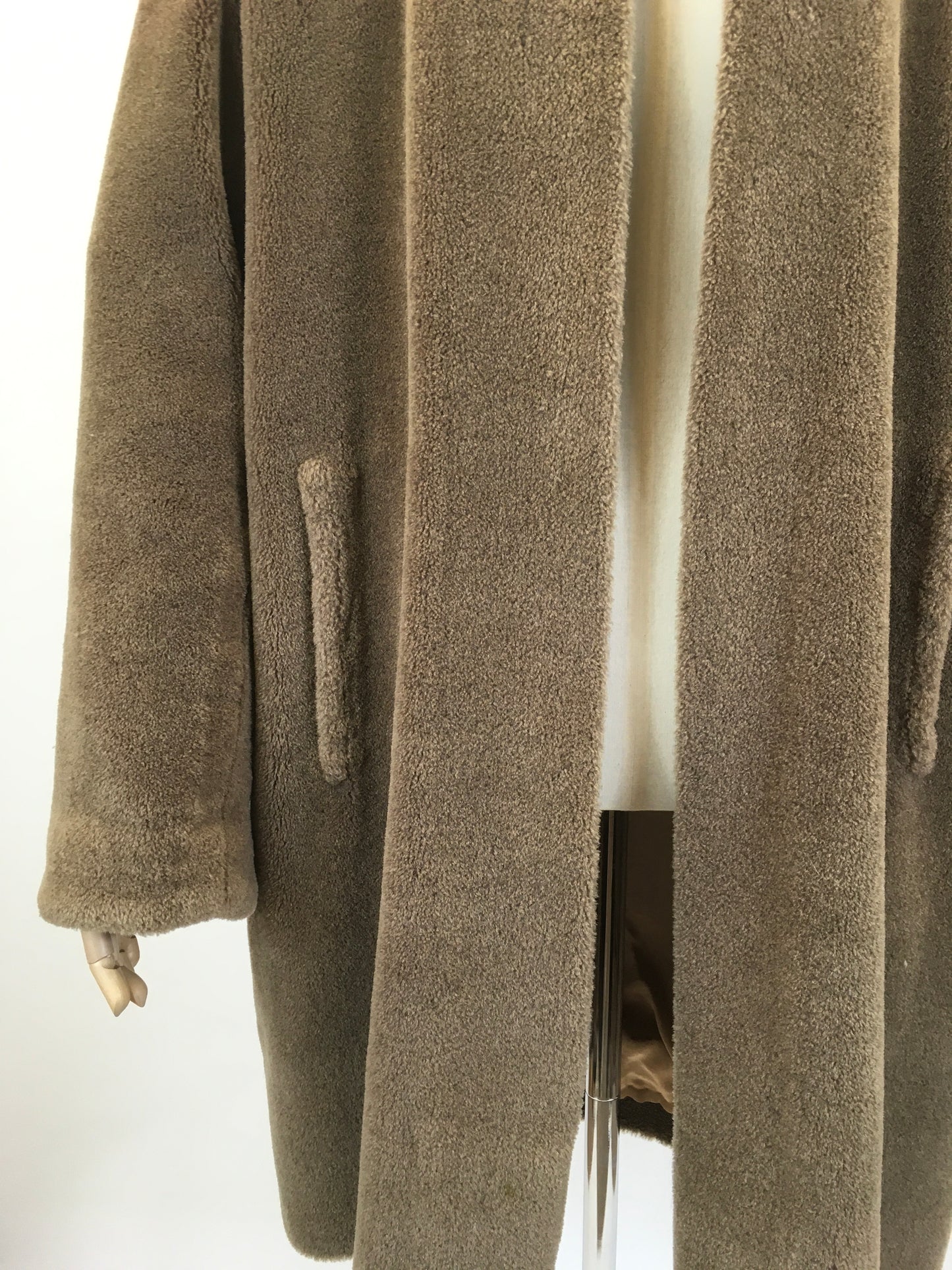 Original 1940’s Faux Fur Teddy Coat - With Classic 40’s Silhouette and Strong Shoulders