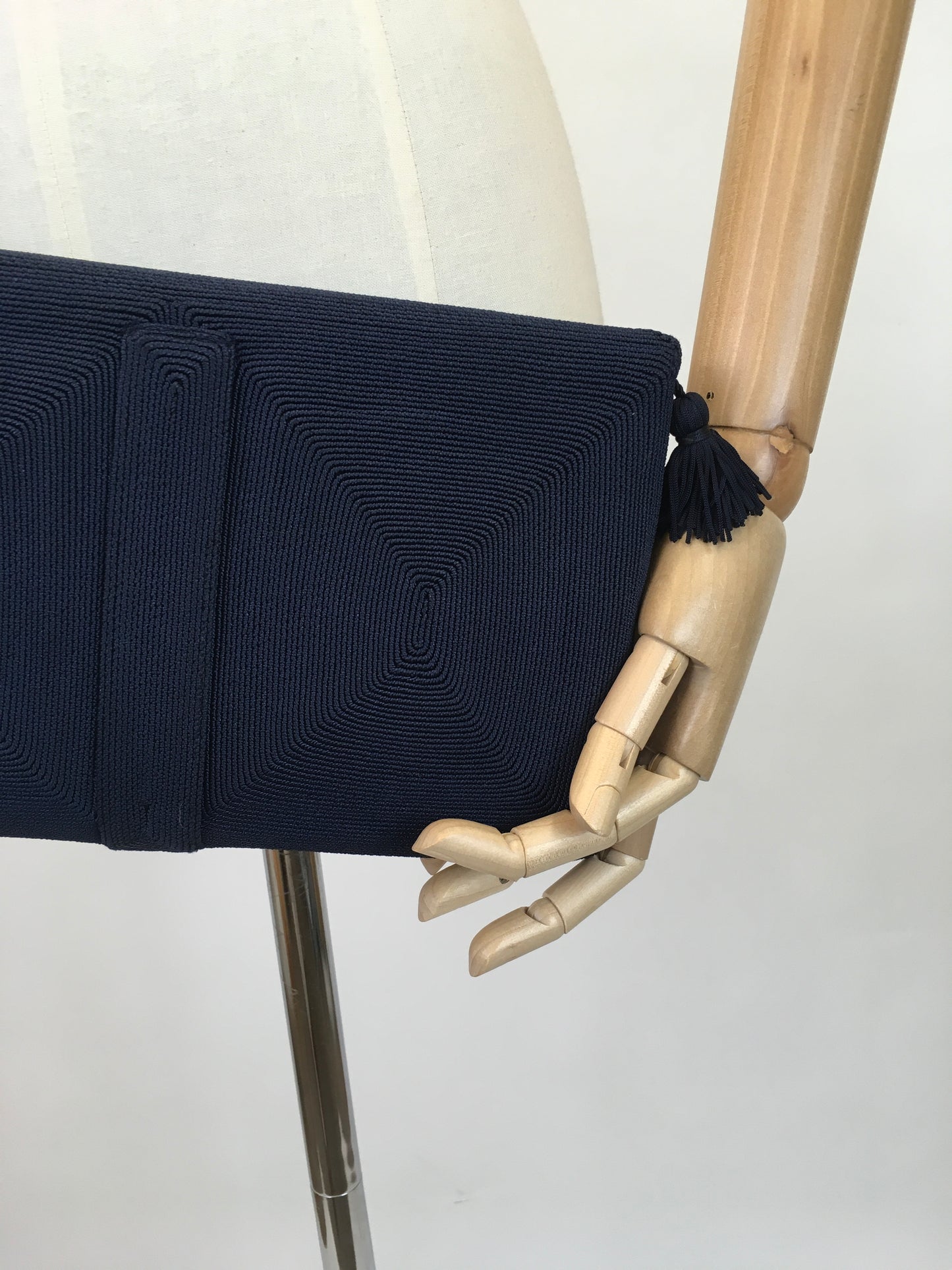 Original 1940's Sensational Navy Corde Clutch Bag - With Beautiful Details