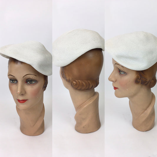 Original 1950’s Simple Yet elegant White Hat - For Chic 50’s Styling